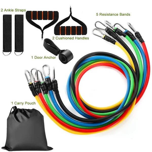 11Pcs Resistance Bands Set Fitness Workout Tubes Exercise Tube Bands Up - Image 3